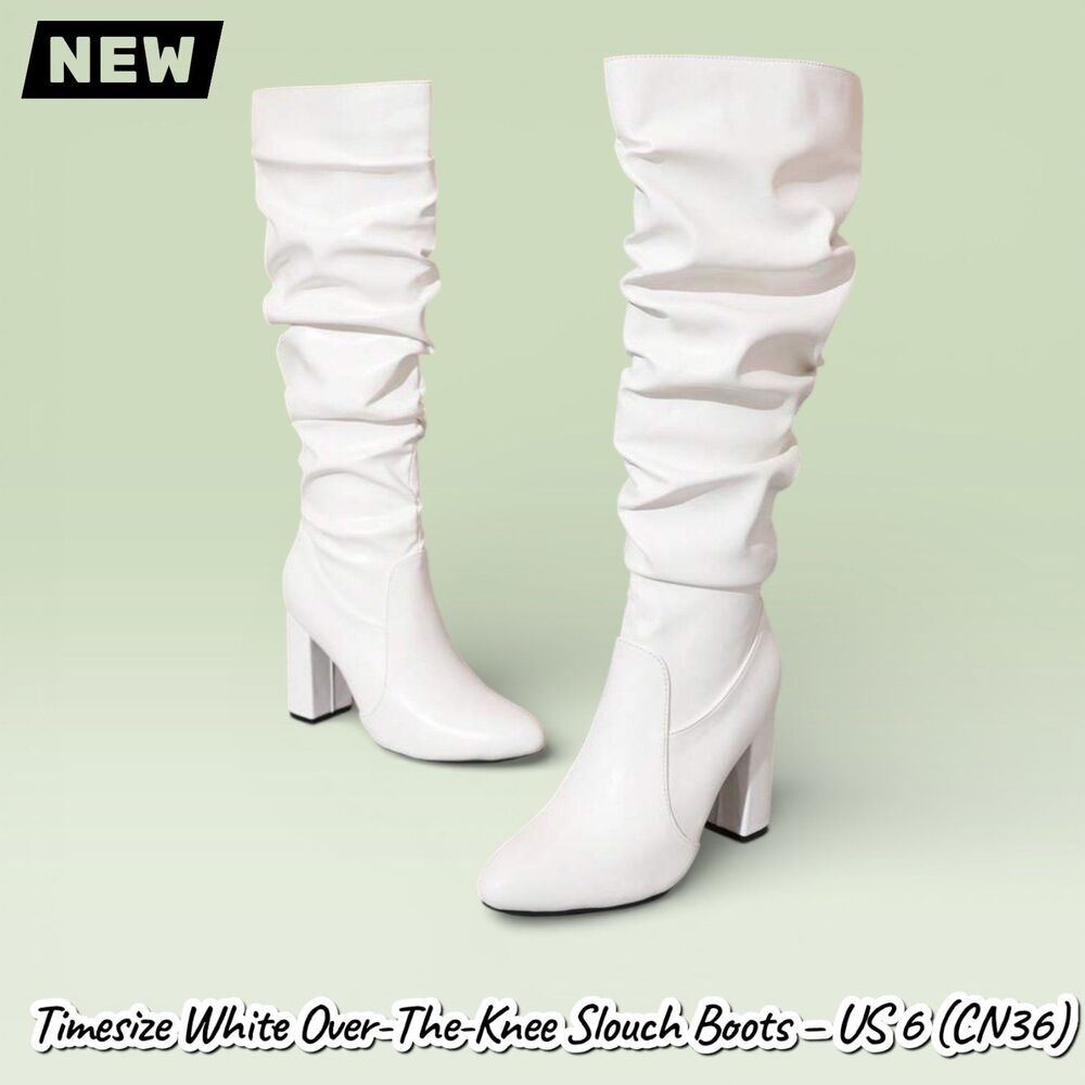 New NIB Timesize White Over-The-Knee Slouch Boots – US 6 (CN36) - Picture 8 of 11